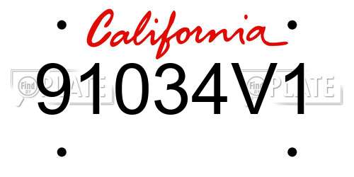 91034V1 California License Plate