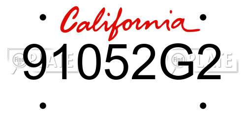 91052G2 California License Plate