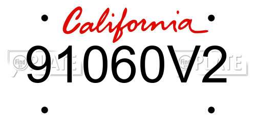 91060V2 California License Plate