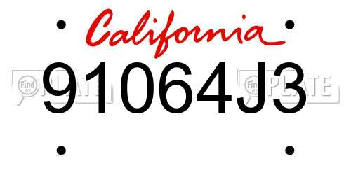 91064J3 California License Plate