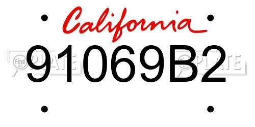 91069B2 California License Plate