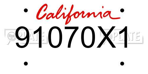 91070X1 California License Plate