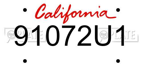 91072U1 California License Plate