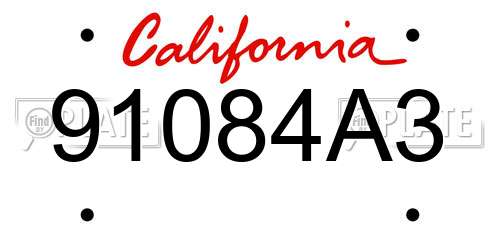 91084A3 California License Plate