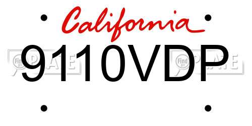 9110VDP California License Plate