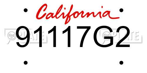 91117G2 California License Plate