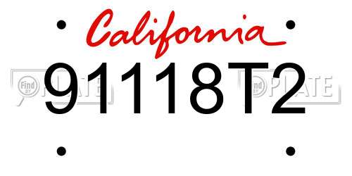 91118T2 California License Plate