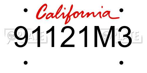 91121M3 California License Plate