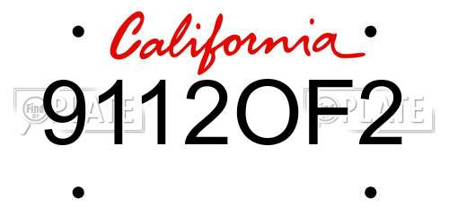 9112OF2 California License Plate
