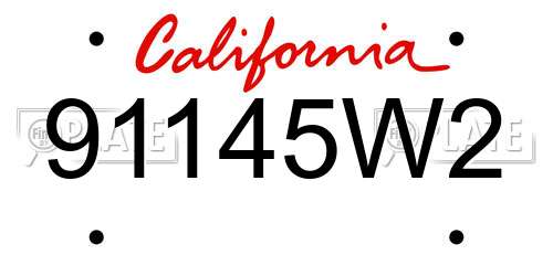 91145W2 California License Plate