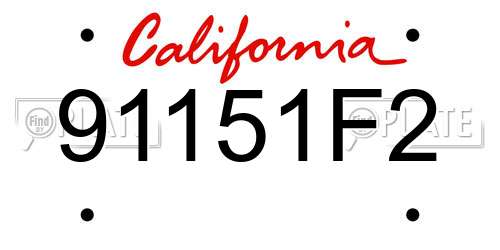 91151F2 California License Plate