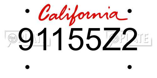91155Z2 California License Plate