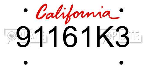 91161K3 California License Plate