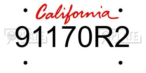 91170R2 California License Plate