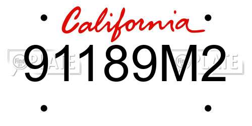 91189M2 California License Plate