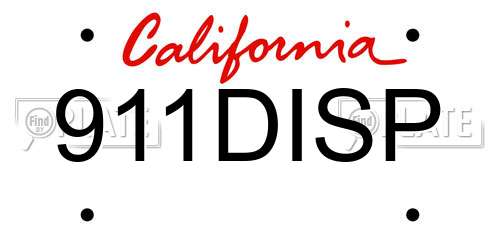 911DISP California License Plate