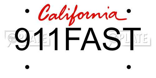 911FAST California License Plate