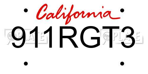 911RGT3 California License Plate