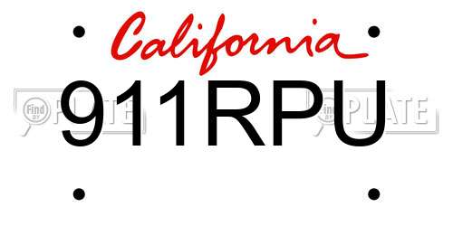 911RPU California License Plate