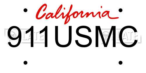 911USMC California License Plate