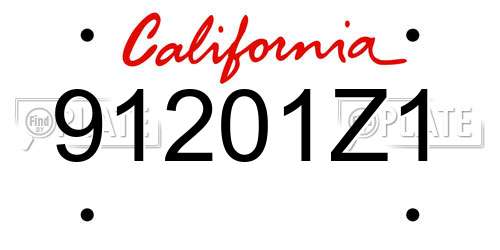91201Z1 California License Plate