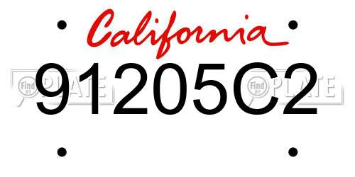 91205C2 California License Plate