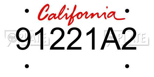 91221A2 California License Plate
