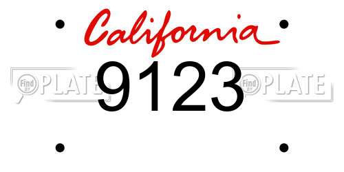 9123 California License Plate