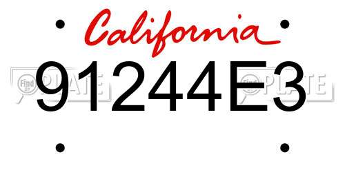 91244E3 California License Plate