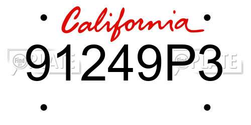 91249P3 California License Plate