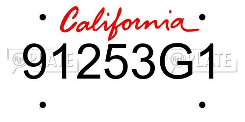 91253G1 California License Plate
