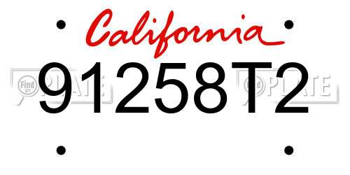 91258T2 California License Plate