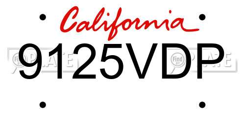 9125VDP California License Plate