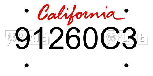 91260C3 California License Plate