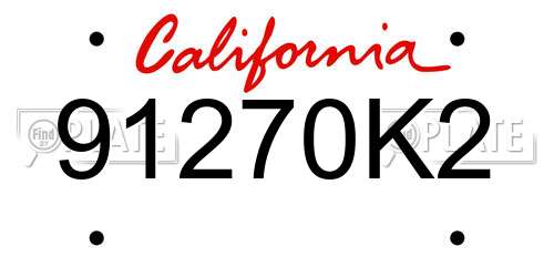 91270K2 California License Plate