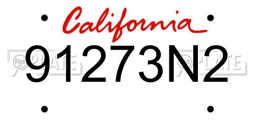 91273N2 California License Plate