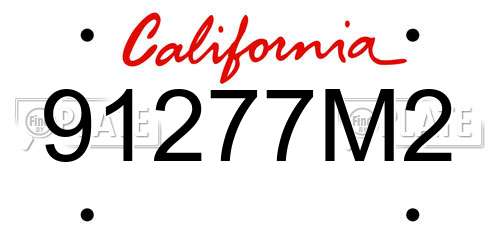 91277M2 California License Plate