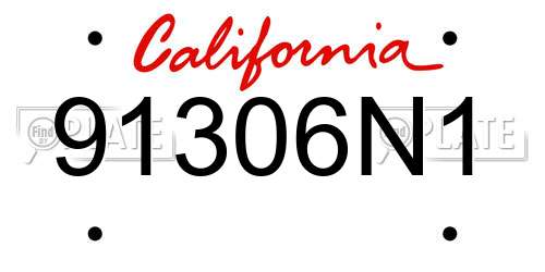 91306N1 California License Plate