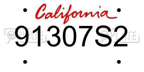 91307S2 California License Plate