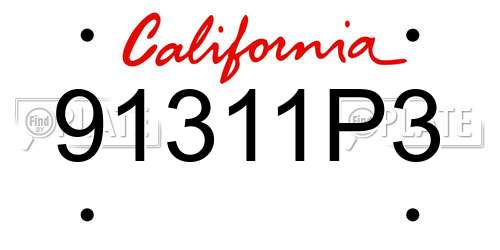91311P3 California License Plate