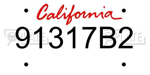 91317B2 California License Plate
