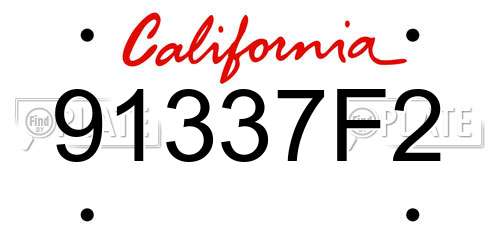 91337F2 California License Plate