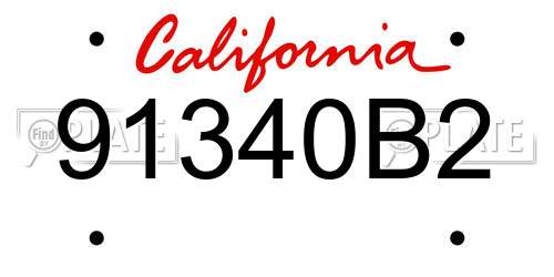 91340B2 California License Plate