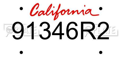 91346R2 California License Plate