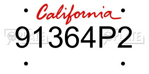 91364P2 California License Plate