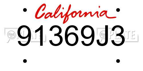 91369J3 California License Plate