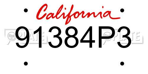 91384P3 California License Plate