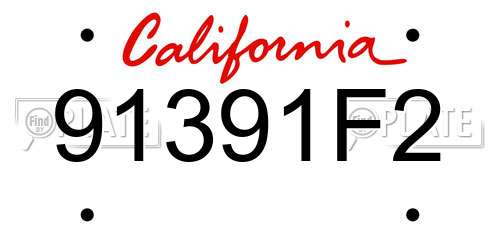 91391F2 California License Plate