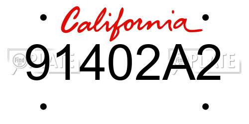 91402A2 California License Plate