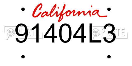 91404L3 California License Plate